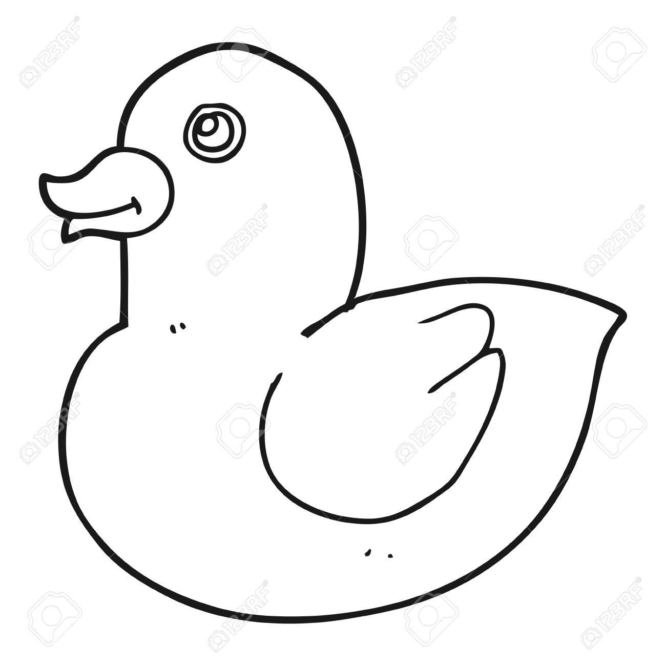 1300x1300 Freehand Drawn Black And White Cartoon Rubber Duck Royalty Free