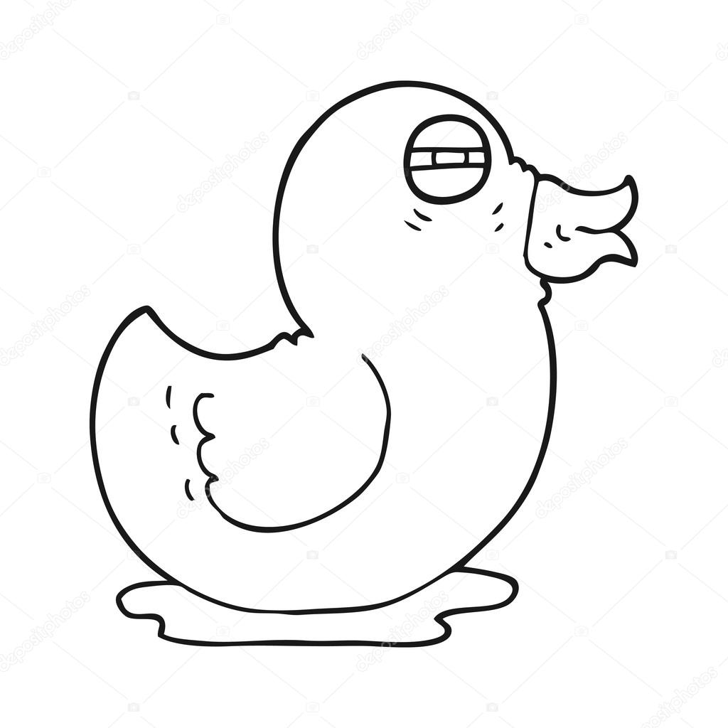1024x1024 Black And White Cartoon Rubber Duck Stock Vector