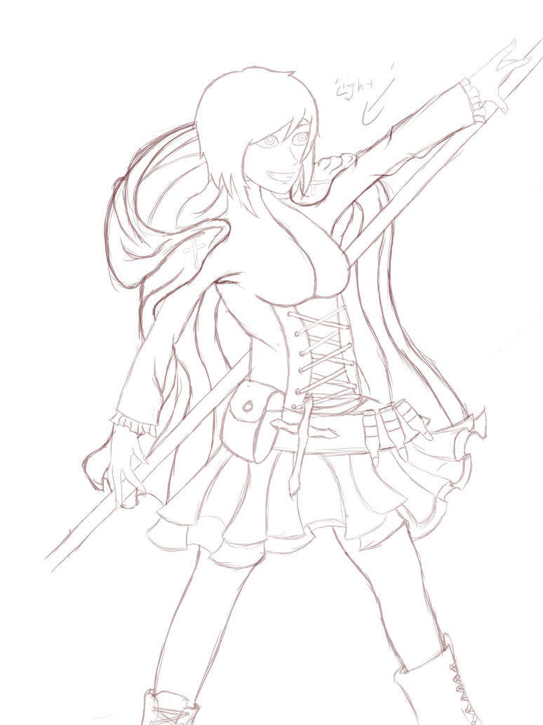 774x1032 Ruby Rose Rwby Line Art By Dabibly