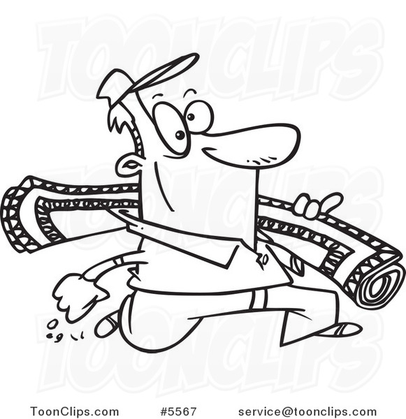 581x600 Cartoon Black And White Line Drawing Of A Rug Guy