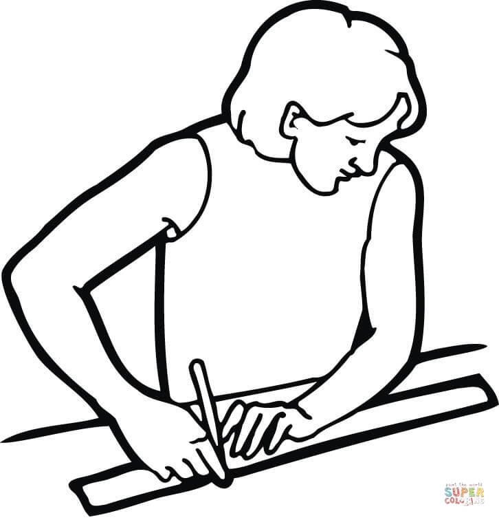 726x756 Male Student With A Ruler Coloring Page Free Printable Coloring
