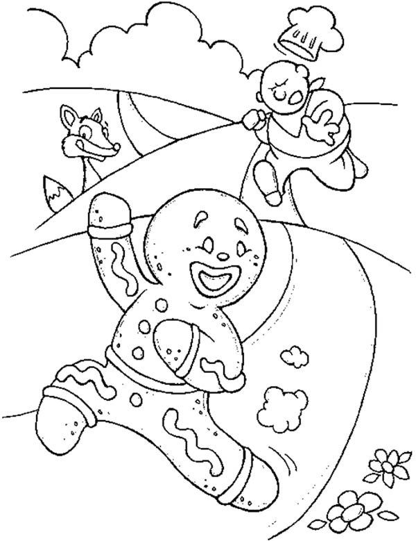 600x779 Mr Gingerbread Men Running Away From The Chef Coloring Page Kids