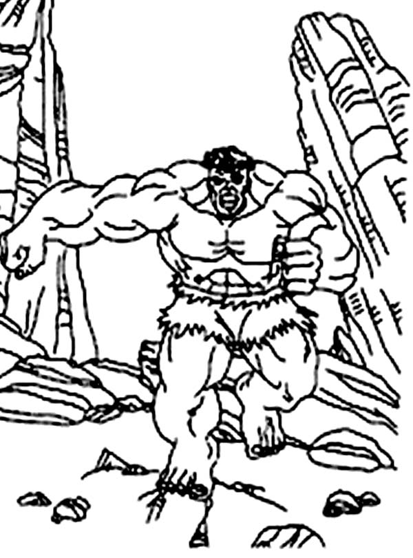 600x811 Hulk Running Away To Mountain Area Coloring Page