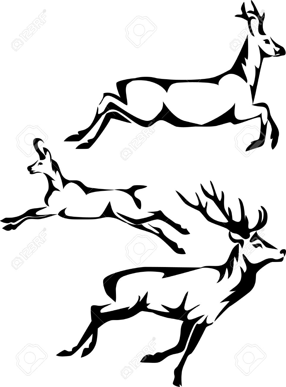 962x1300 Stylized Running Deer Royalty Free Cliparts, Vectors, And Stock