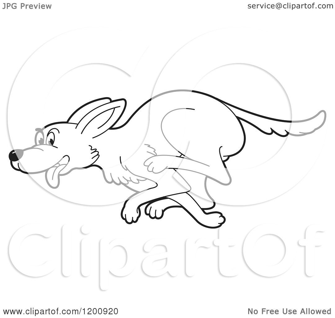 1080x1024 Cartoon Of A Black And White Outlined Running Dog
