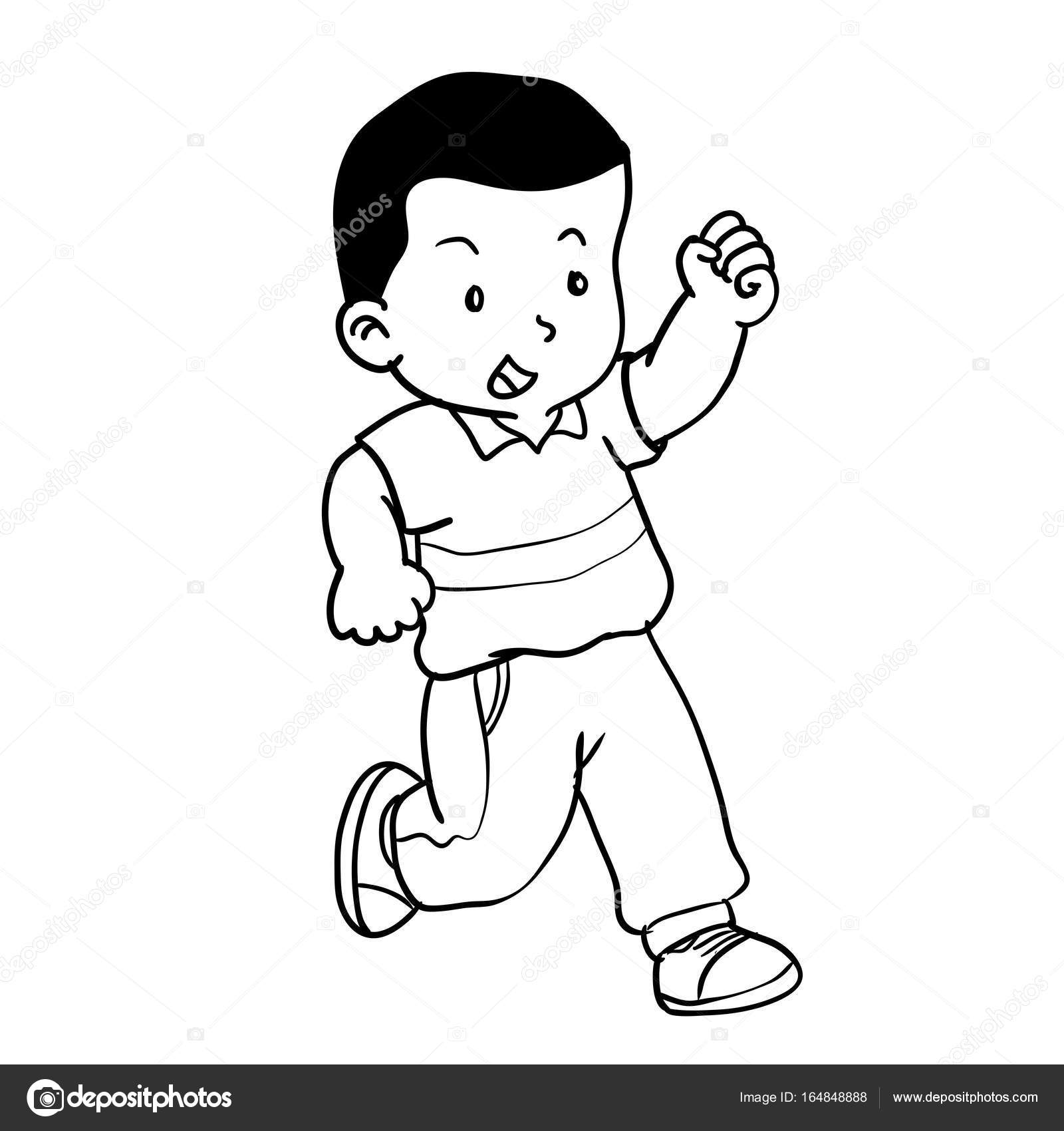 1600x1700 Hand Drawing Of Boy Running Vector Illustration Stock Vector