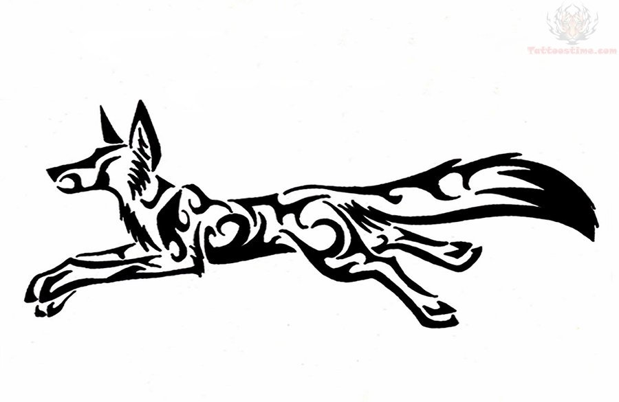900x585 Tribal Fox Tattoo Designs Tribal Running Fox Tattoo Animals