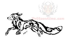 259x194 Tribal Running Fox Tattoo Design