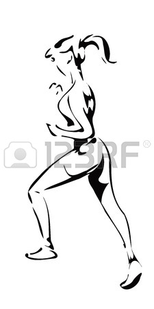 225x450 Graphic Drawing Running Girl Athletes Illustration Royalty Free
