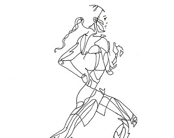 340x270 Art Print Of Female Triathlon Drawing