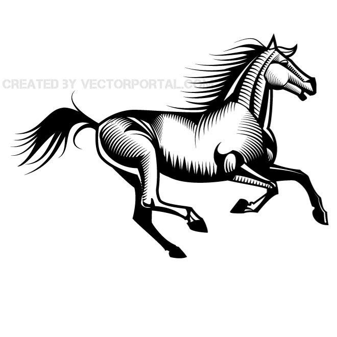 660x660 Running Horse Vector Clip Art.eps, Vector Image