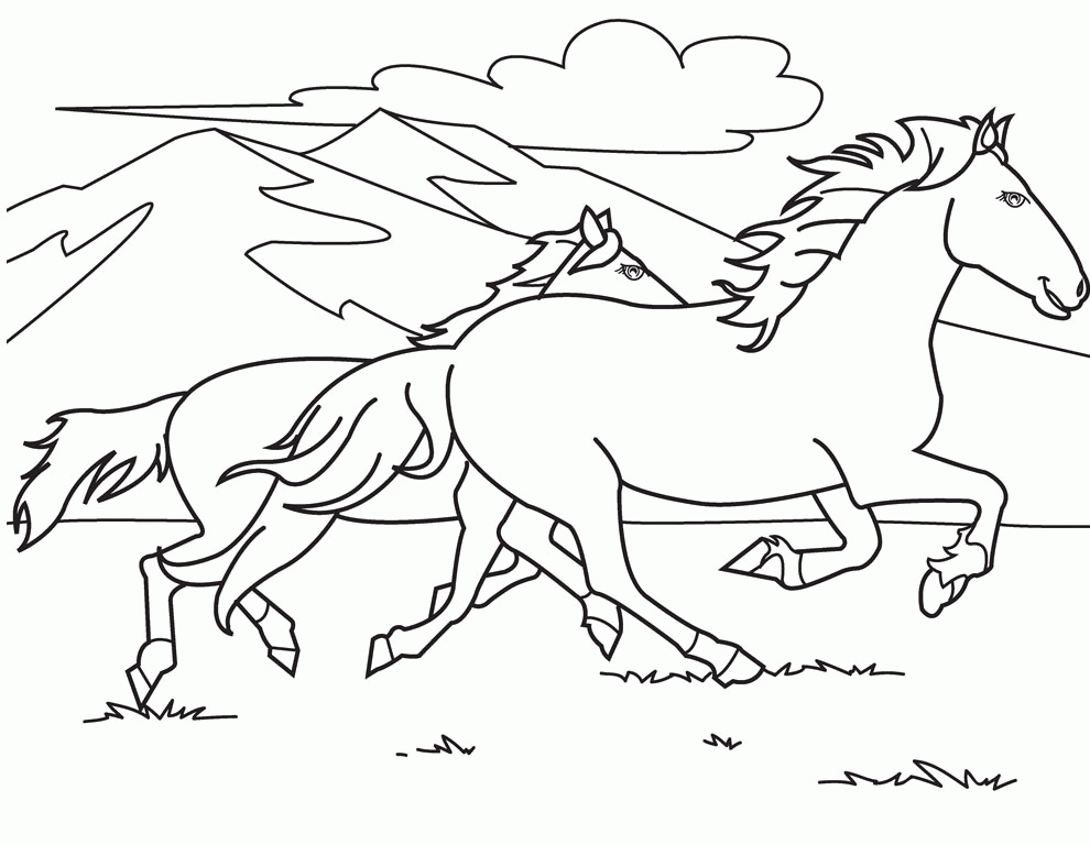 990x768 Running Horse Coloring Pages Many Interesting Cliparts