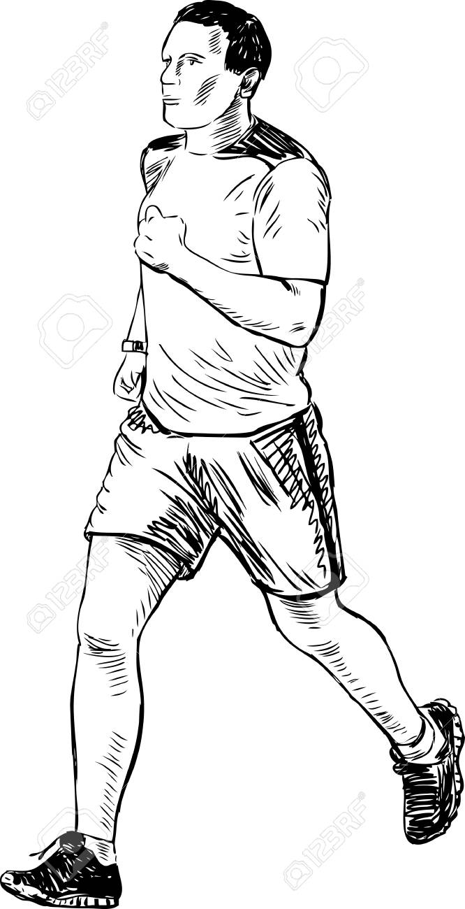 666x1300 Sketch Of A Running Man Royalty Free Cliparts, Vectors, And Stock