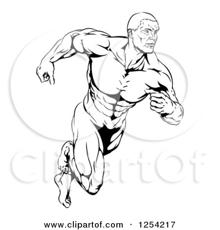 450x470 Clipart Of A Silhouetted Woman Racing Against The Clock, Running