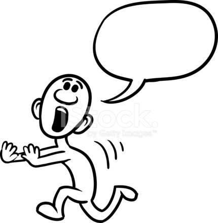 430x439 Doodle Small Person Running Scared Stock Vector