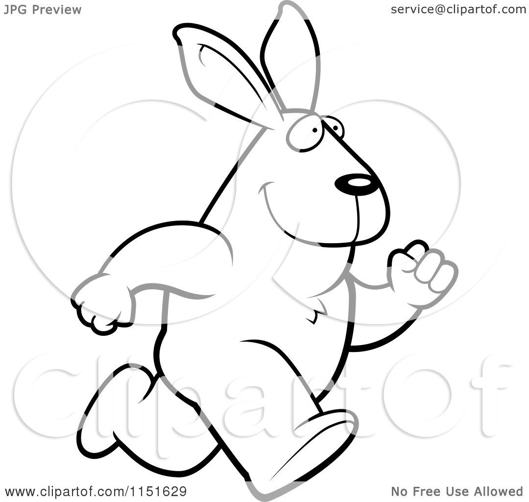 1080x1024 Cartoon Clipart Of A Black And White Running Rabbit