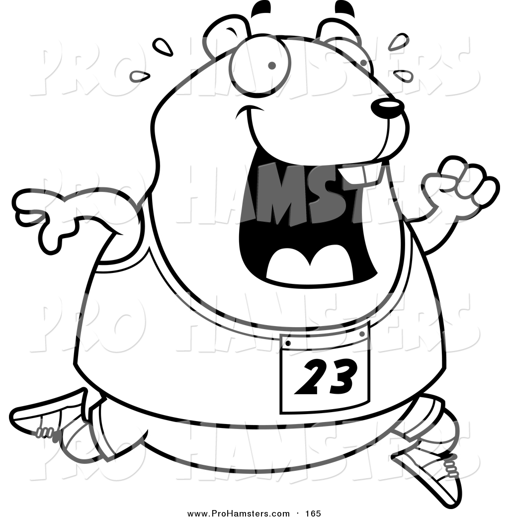 1024x1044 Illustration Of A Cartoon Lineart Chubby Hamster Running A Track