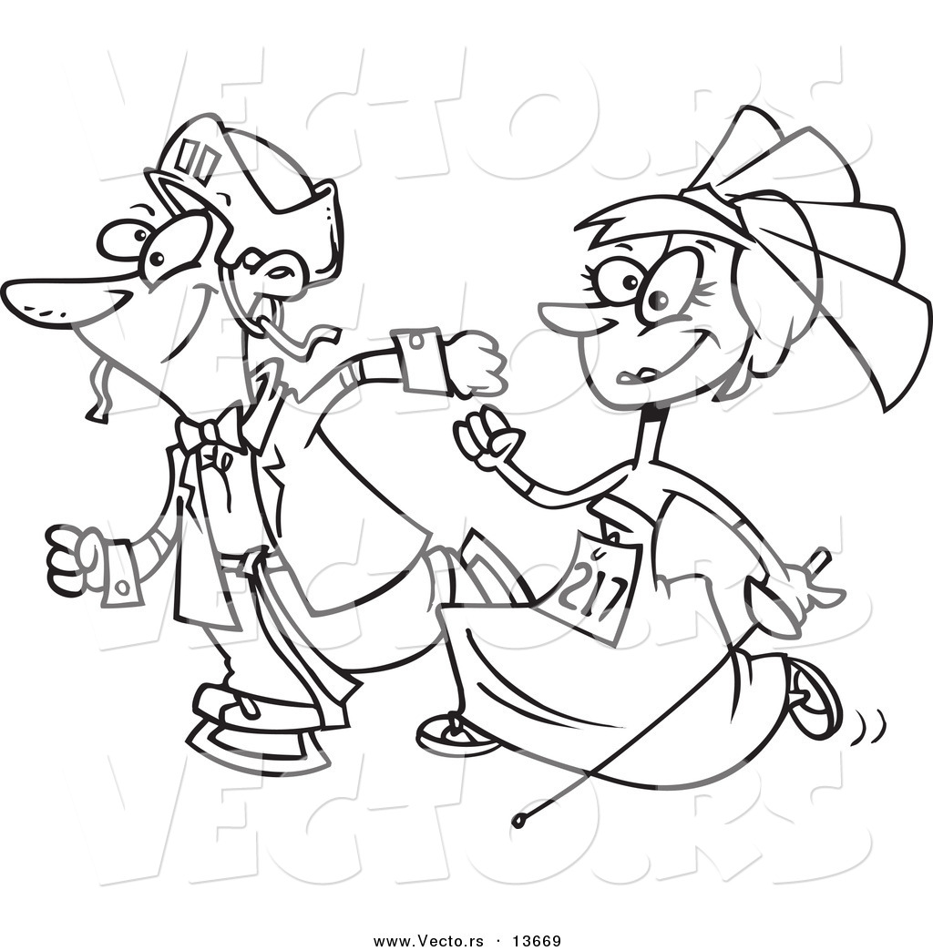 1024x1044 Vector Of A Cartoon Wedding Couple Running In A Race