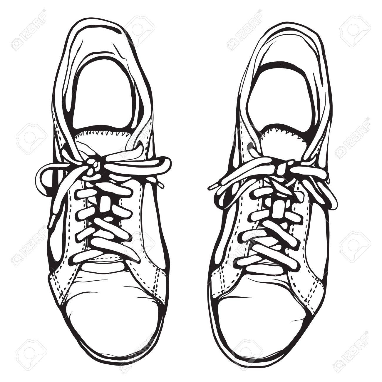 1300x1300 Shabby Running Shoes In Black Ink Royalty Free Cliparts, Vectors