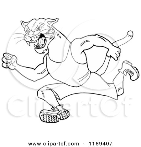 450x470 Cartoon Of A Running Cougar Track And Field Mascot