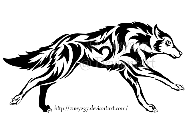 668x480 Running Wolf Tattoo By Zuky237