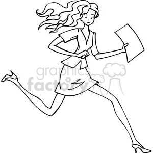 300x300 Royalty Free Black And White Image Of A Women Running 385704