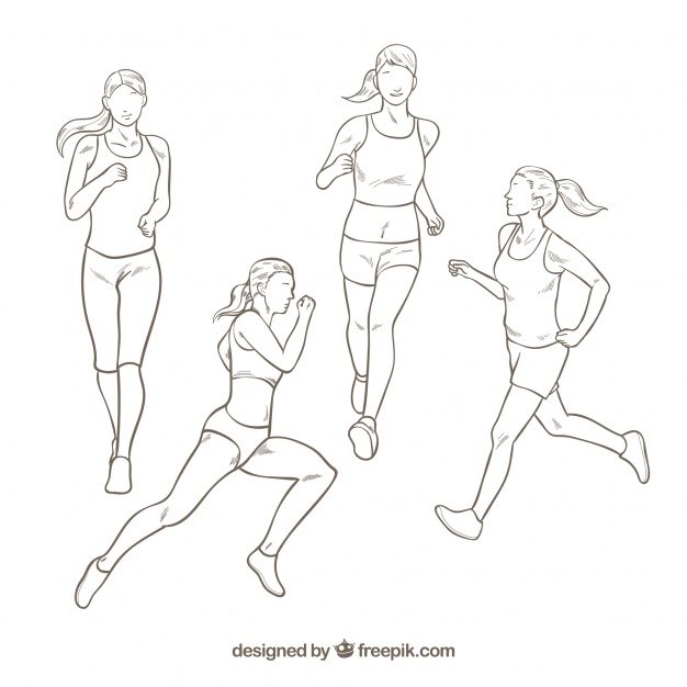 626x626 Woman Running With Different Postures Vector Free Download