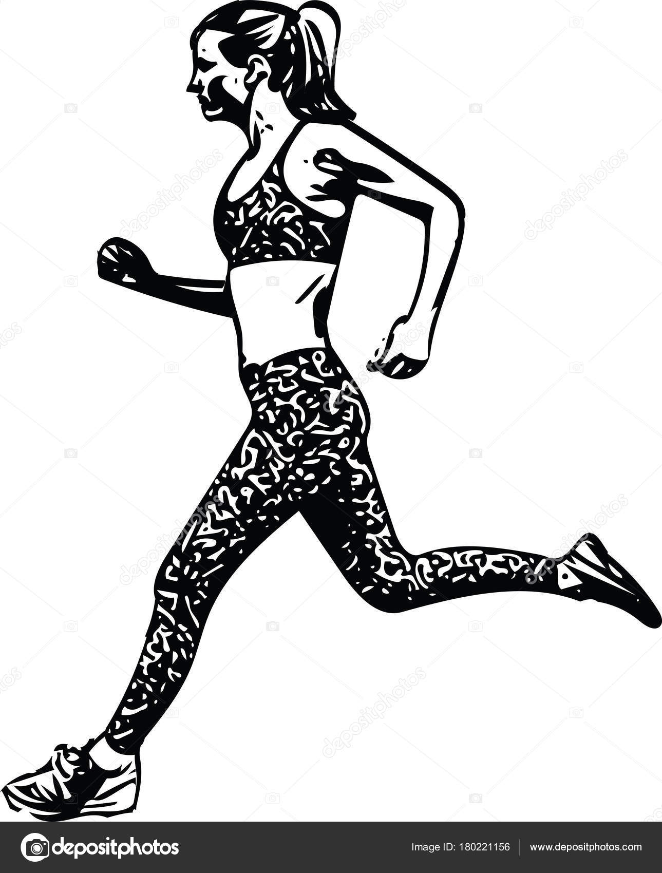 1289x1700 Drawing Of Running Woman Silhouette Stock Vector Aroas