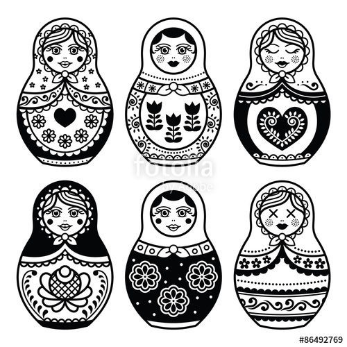 500x500 Matryoshka, Russian Doll Icons Set Stock Image And Royalty Free