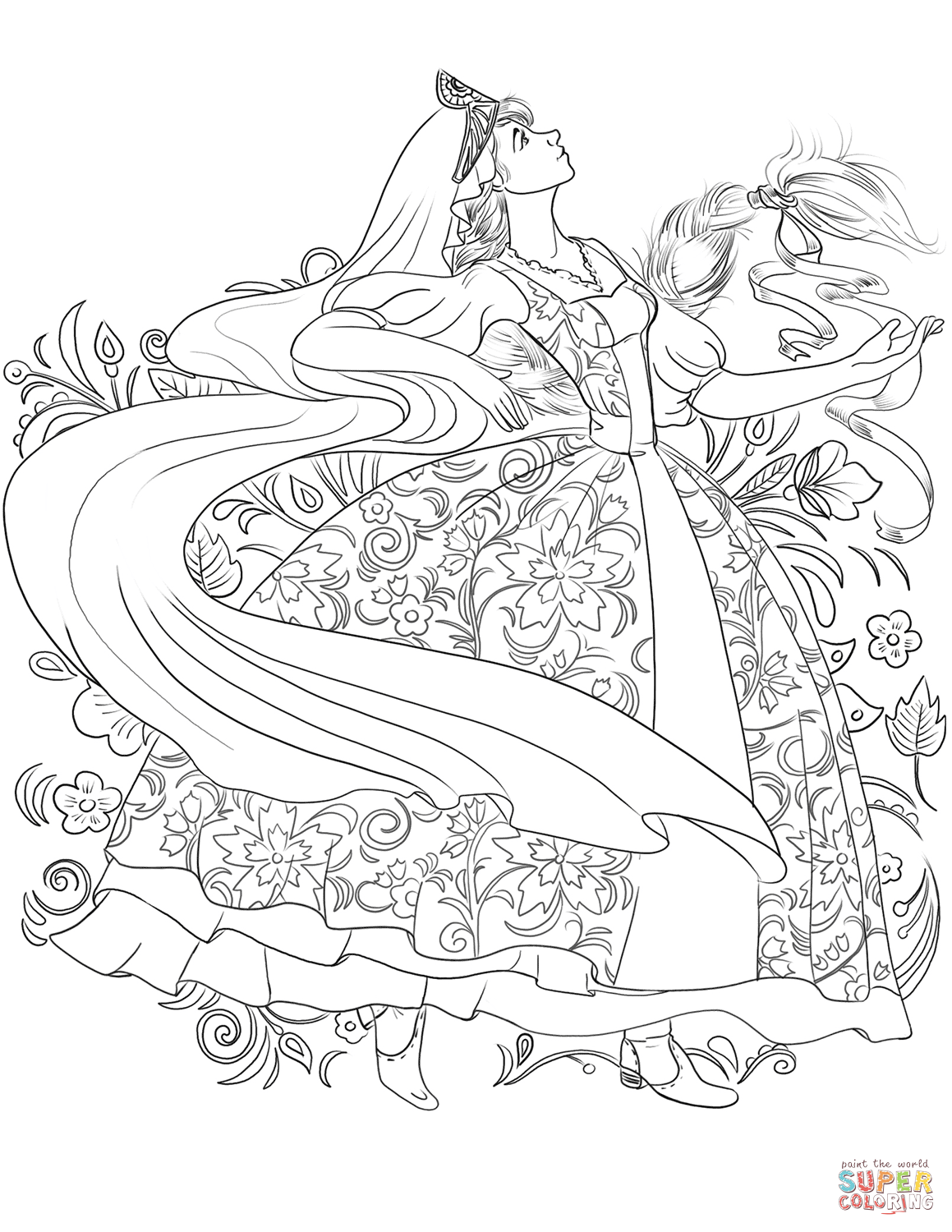 1159x1500 Russian Woman In A Traditional Dress Dancing Coloring Page Free