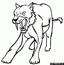 225x230 Saber Tooth Tiger Coloring Page