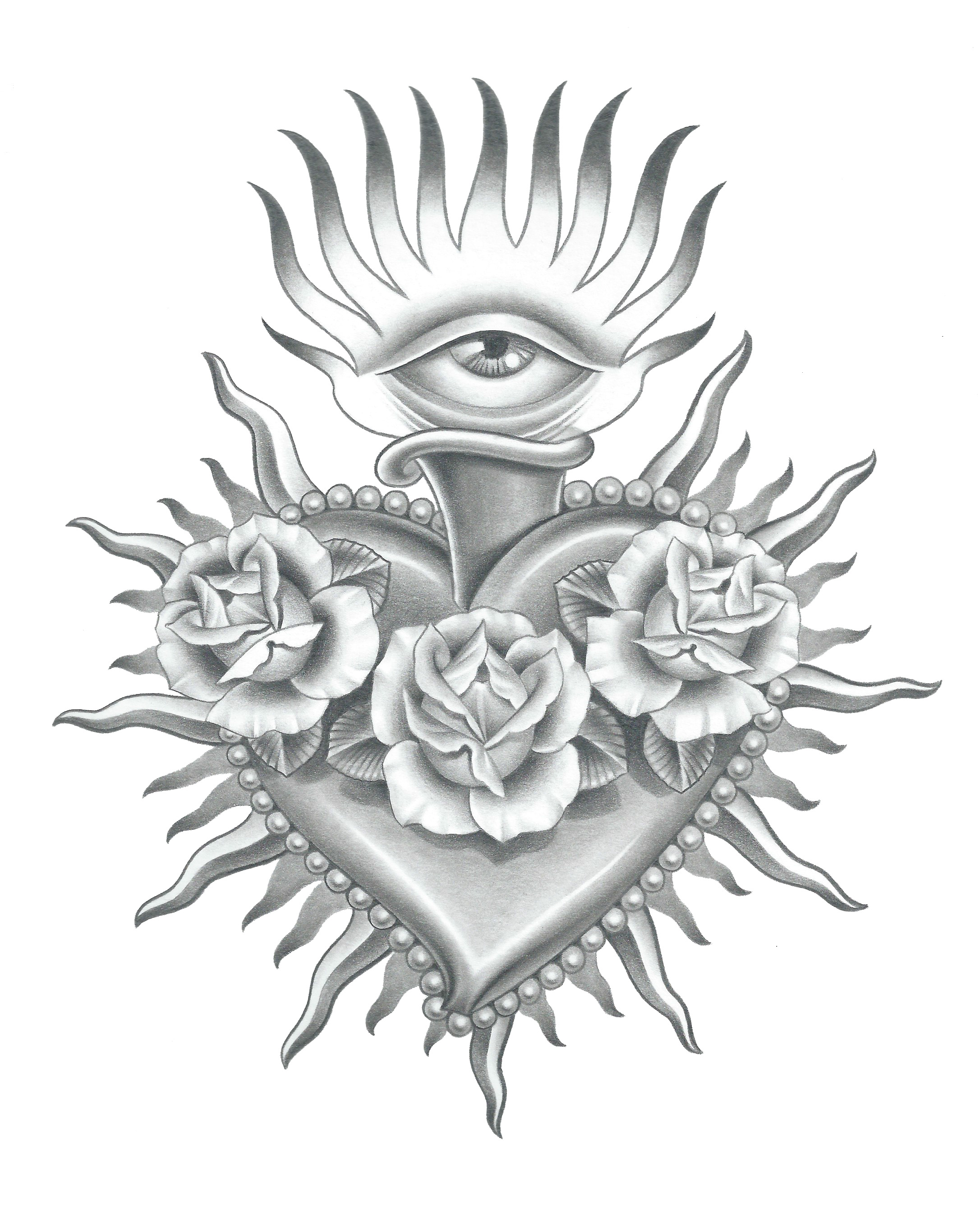 2173x2717 Realistic Sacred Heart Drawing