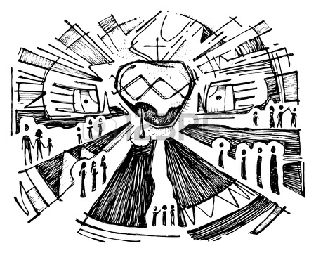 450x360 Hand Drawn Vector Illustration Or Drawing Of Jesus Christ Sacred