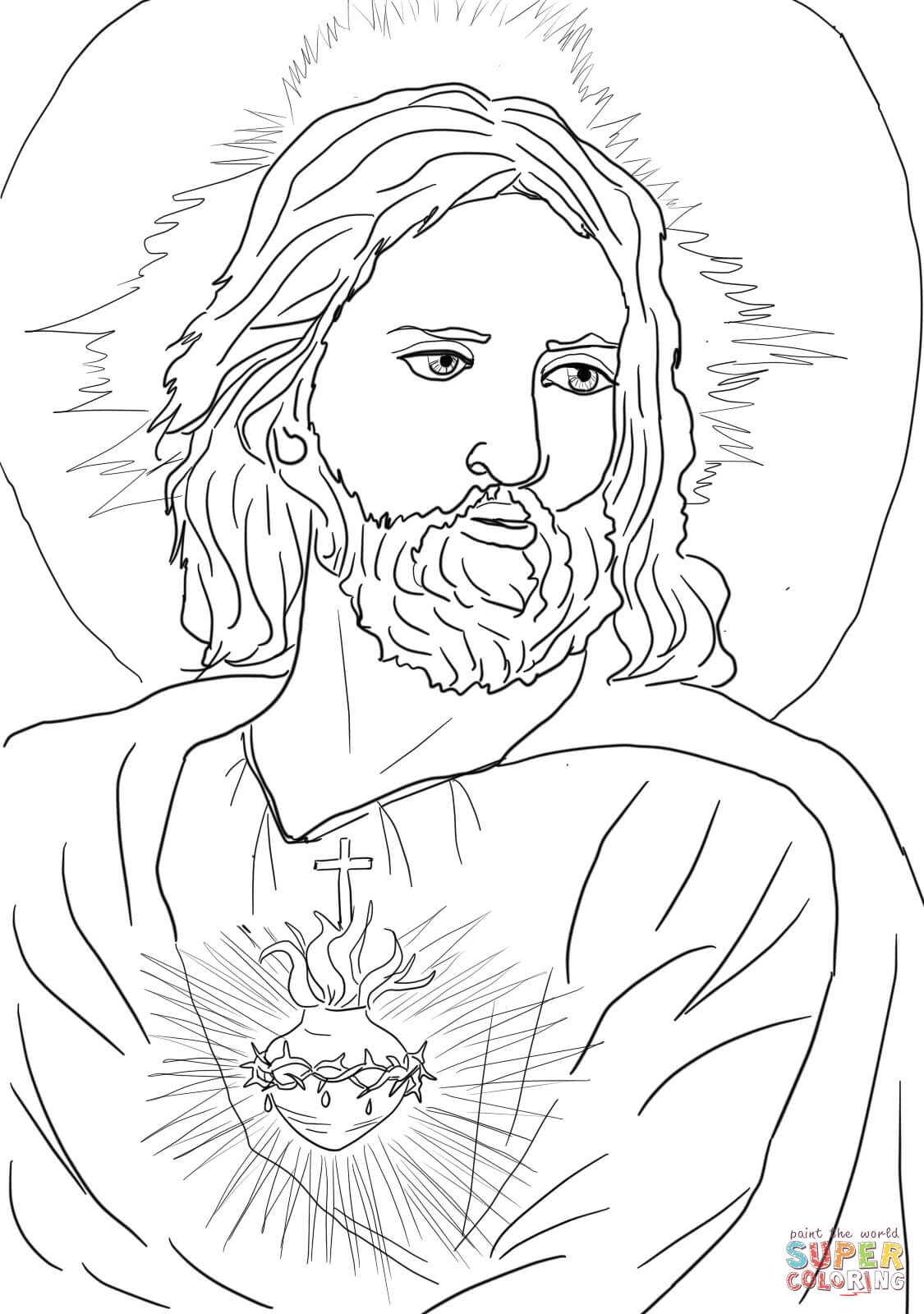1125x1600 Sacred Heart Of Jesus Coloring Page Free Printable Coloring Pages