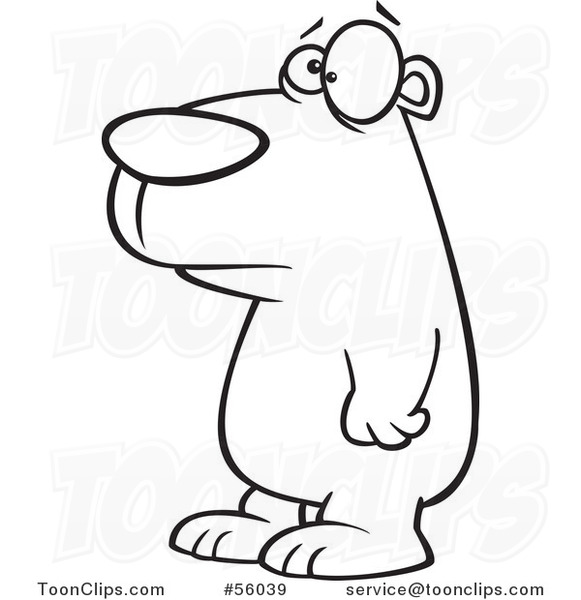 581x600 Black And White Cartoon Sad Bear Facing Left