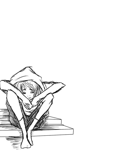 512x600 Sad Boy Stairs Sketch By Mechekin1