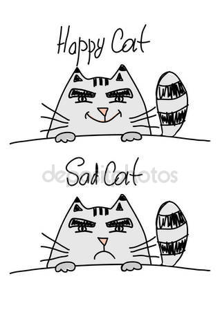 318x449 Happy Cat And Sad Cat Stock Vector Losw