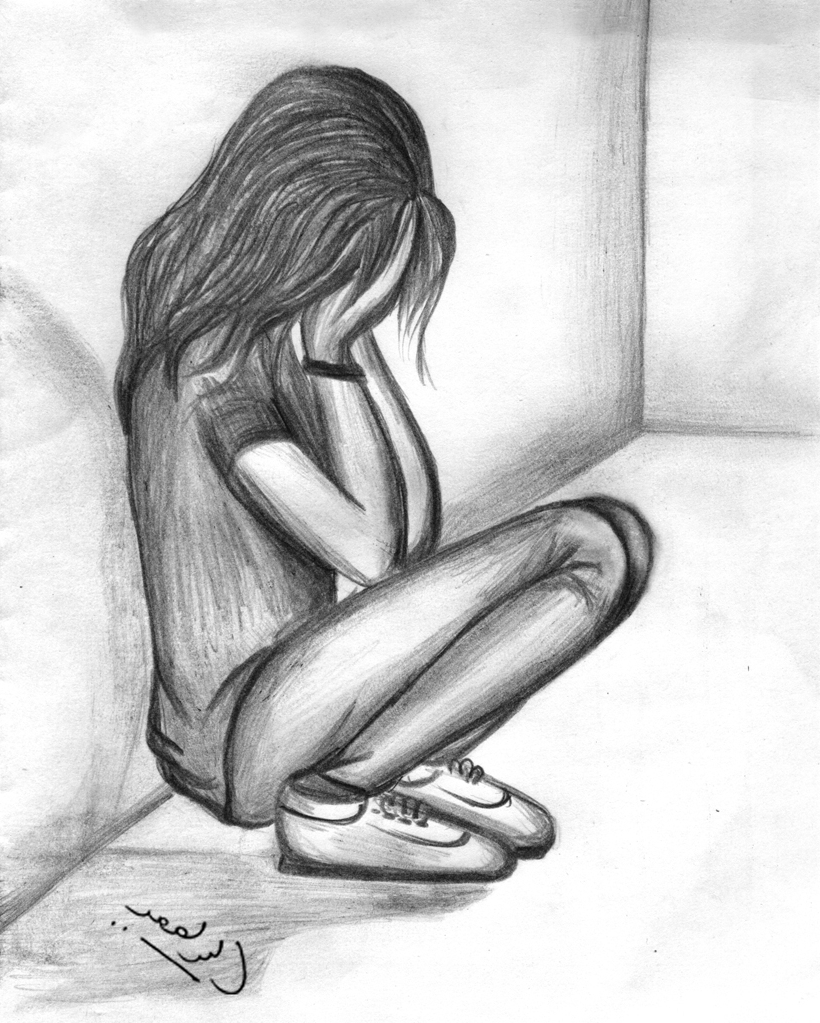 820x1023 Sad Girl Easy Sketch Easy Pencil Drawings Of Sadness Sad Girl