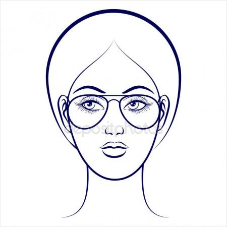 450x450 Contour Drawing Of A Sad Face Of A Girl With Acne, With A Black