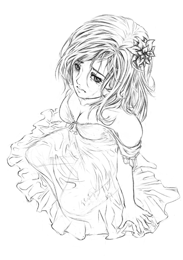 636x900 Sketch Drenched Sad Girl By Lan Nhi