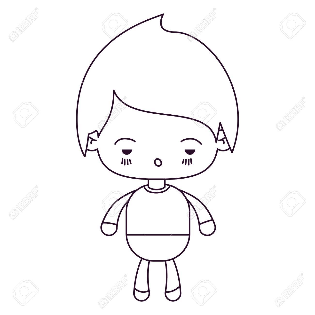 1300x1300 Monochrome Silhouette Of Kawaii Little Boy With Facial Expression