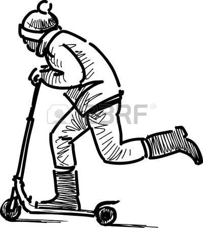 400x450 The Sketch Of A Little Boy Sitting On The Park Bench. Royalty Free