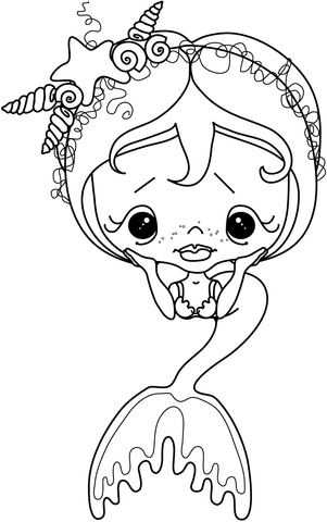 301x480 Sad Little Girl Mermaid Coloring Page Free Printable Coloring Pages