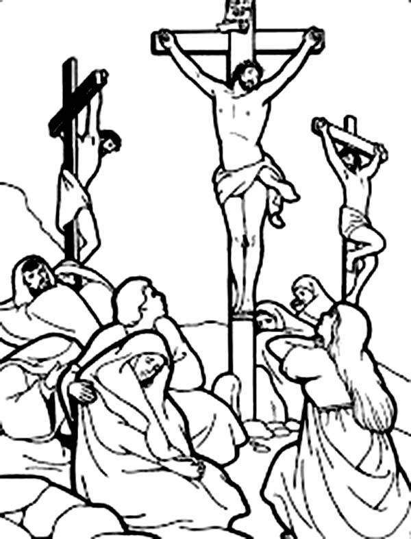 600x787 Good Friday Coloring Pages Everybody Sad Watching Crucifixion