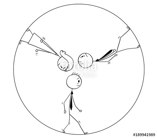 500x441 Cartoon Stick Man Drawing Conceptual Illustration Of Team Of Three