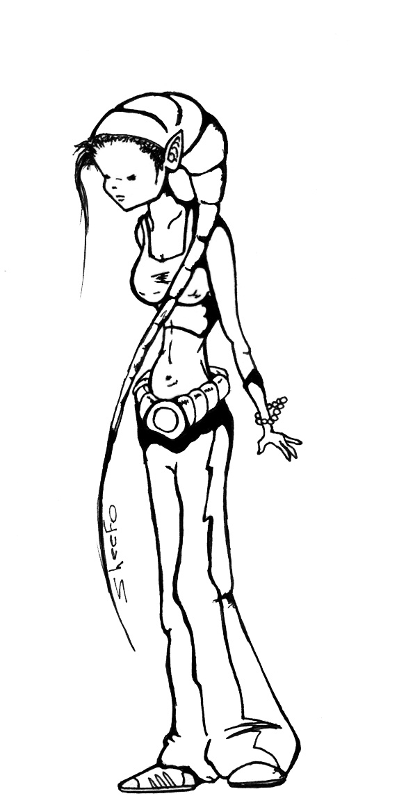 584x1168 Sad Cute Alien Girl By Sheefo