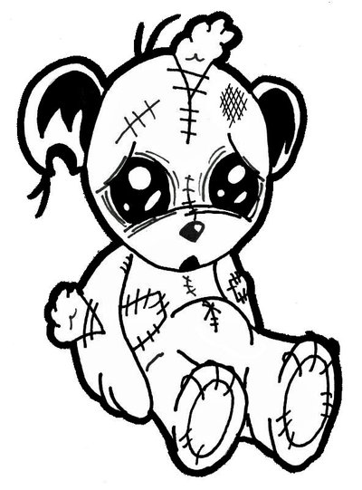400x541 Sad Old Teddy Sticker Lineart By Narutofan2011