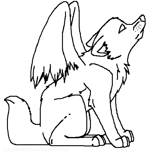 500x508 Angel Wolf Lineart By Xxskelly Booxx