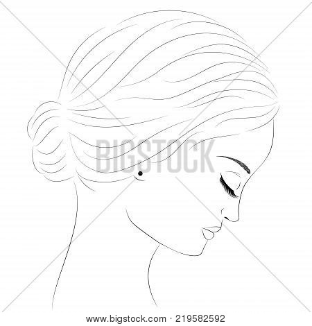 450x470 Sketch Portrait Girl Profile. Vector Amp Photo Bigstock