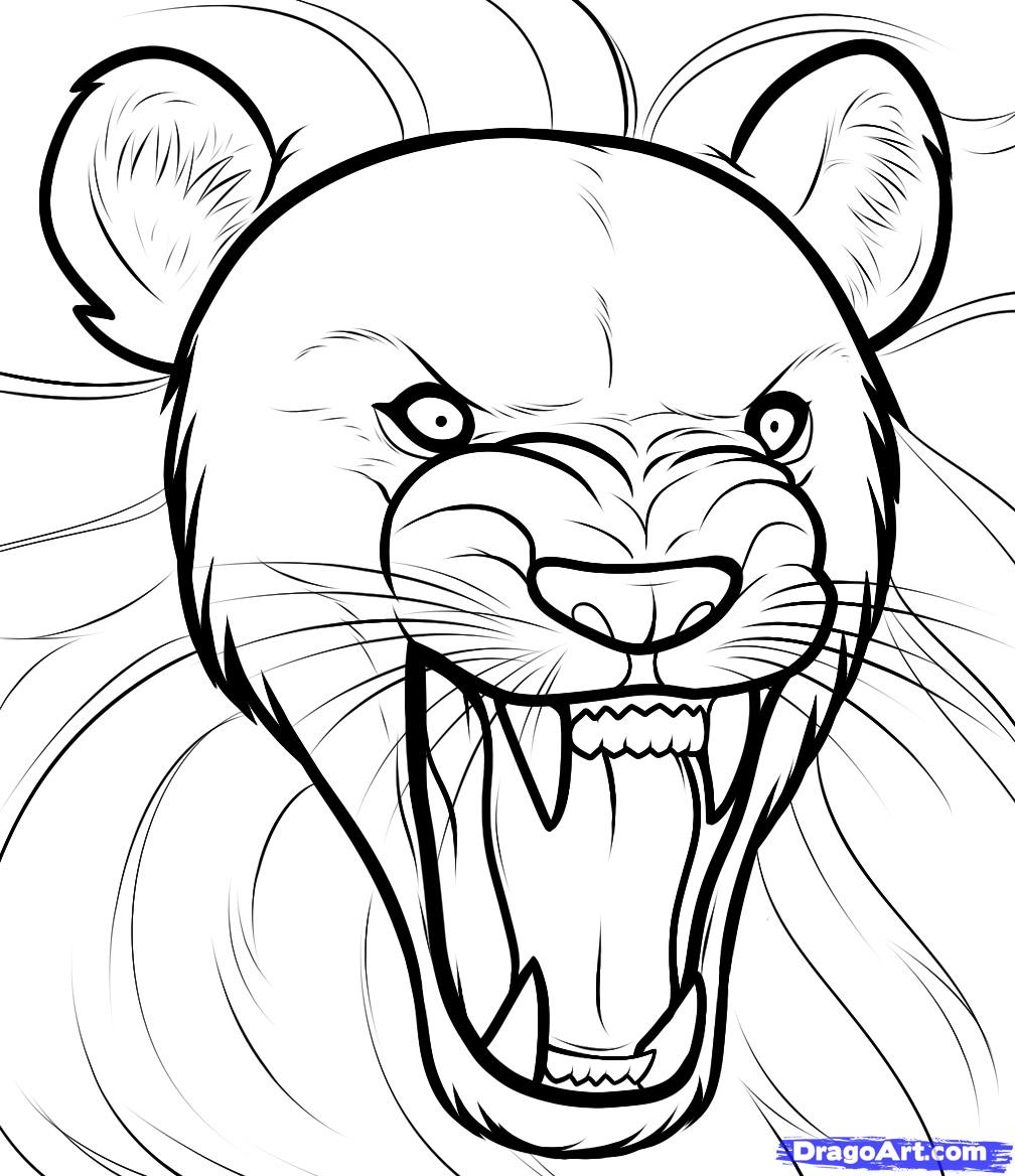 1008x1168 How To Draw A Lion Roaring, Roaring Lion, Step By Step, Safari